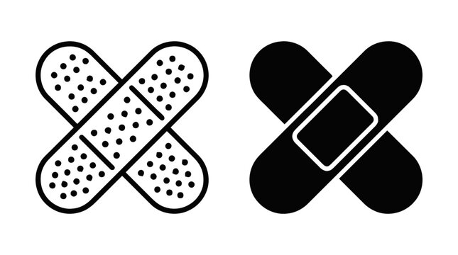 Vector illustration of adhesive bandages crossed icons set vector design on a transparent background