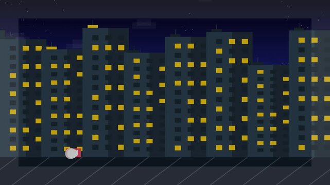 Pixel Art Platformer Character Jumping in Night City