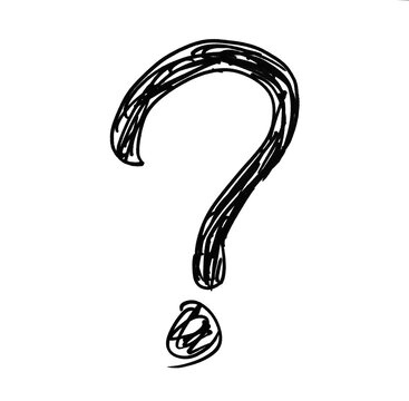 Hand-Drawn Black Question Mark Symbol, Rough Marker Scribble Outline Isolated on White Background, Sketchy Inquiry Icon for Questions, Answers, Surveys, Education, Communication, Design and Motion Gra