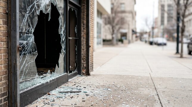 Retail Property Damage and Vandalism, Shattered Storefront Window
