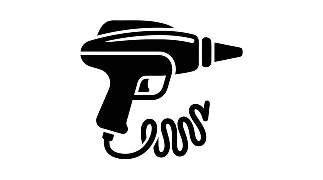 Vector illustration of pneumatic air blow gun icon silhouette for workshop and factory cleaning on a transparent background