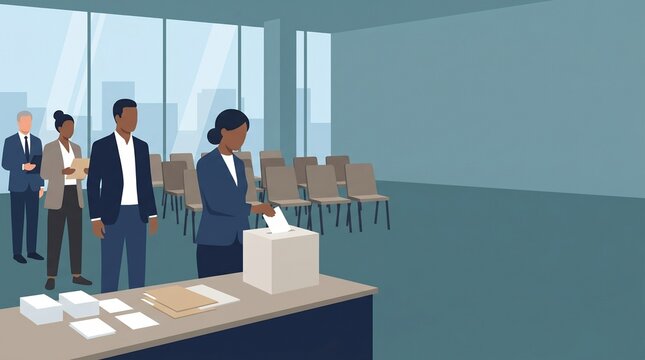 Voter Registration and Election Check-In, Citizens Waiting at Polling Desk