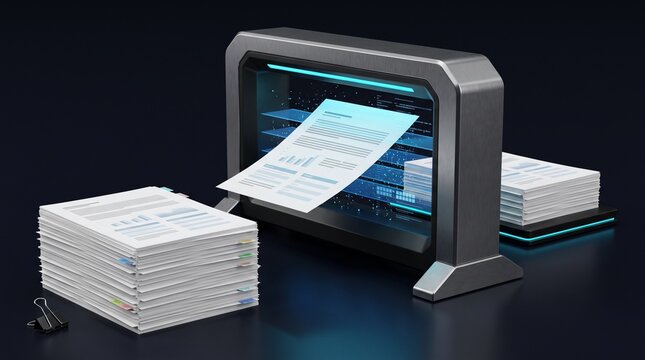 Digital Document Scanning Machine Transforming Paper Stacks into Secure Enterprise Data Racks