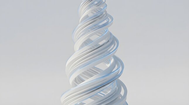 Abstract white spiral tower architectural structure with modern geometric design.