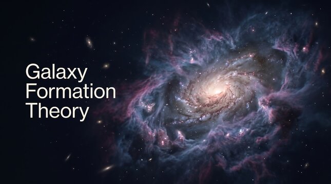 Stellar nebula cloud forming a spiral galaxy in early universe development