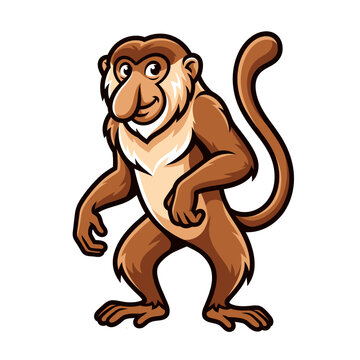 Proboscis monkey isolated wildlife vector illustration