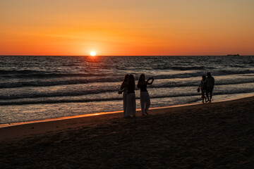 sunset on La Barrosa beach in Sancti Petri, Cadiz, Spain © josevgluis