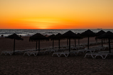 sunset on La Barrosa beach in Sancti Petri, Cadiz, Spain © josevgluis