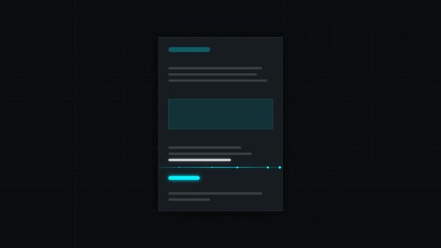Animated cyan ai document scanner with glowing particles on a dark grid