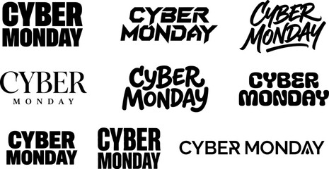 Obraz premium Cyber monday stylized text logo variations