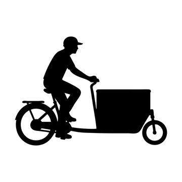 Front Loading Cargo Bike Rider Silhouette