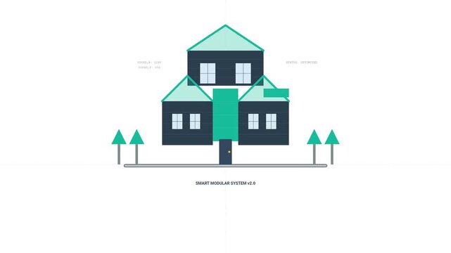 Modern Smart Modular House Construction Concept Animation