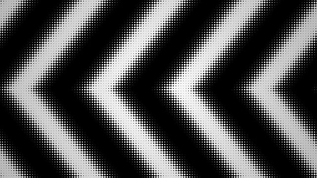Animated black and white halftone chevron arrows moving left