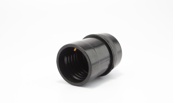 Black Plastic Light Bulb Socket Isolated on white background