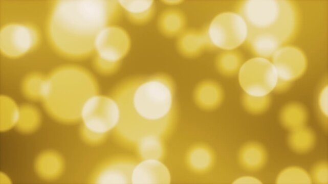 Perfect infinite loop of large, defocused golden bokeh circles on a rich, dark gold background. Elegant festive motion graphics for luxury intros, holiday greetings, and warm cinematic backgrounds