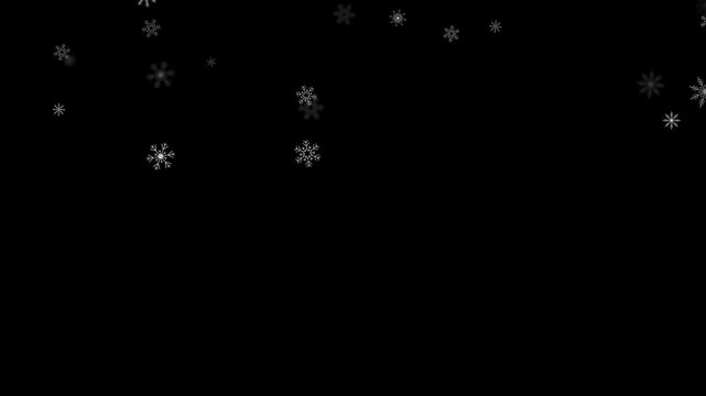 snow flakes falling isolated alpha channel animation,snowflakes fall new year and Christmas holiday celebration overlay motion design element