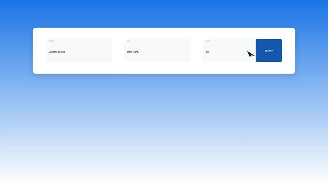 Modern Flight Booking Website Interface Animation Featuring Interactive Search Functionality and Dynamic Travel Results Display for User Experience