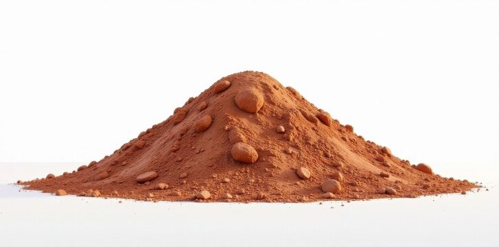 Rough textured laterite mound, clean white backdrop Perfect for design , dirt, geology, heap