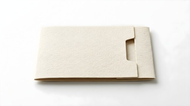 Beige textured cardboard slipcase folder on a white surface