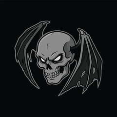 Fototapeta premium Angry Winged Demon Bat Skull Gothic Illustration
