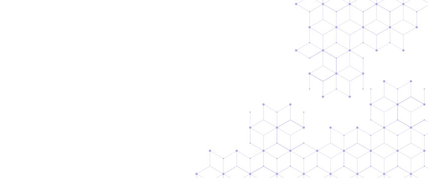 Vector digital science network geometric hexagonal dots and lines elements medical technology illustration abstract background
