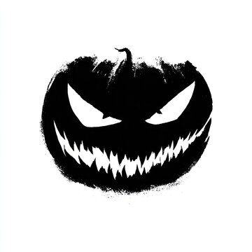 Spooky grinning pumpkin silhouette illustration.
