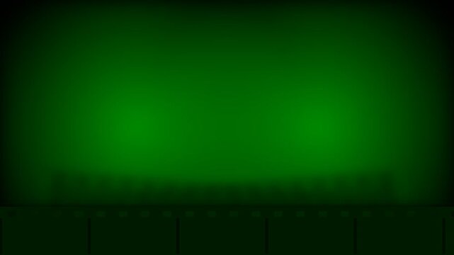 Pulsing green light spheres emerging from darkness create hypnotic rhythmic motion within this minimalist abstract digital art animation video clip