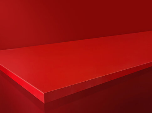 Red Studio Podium Background for Product Display.
