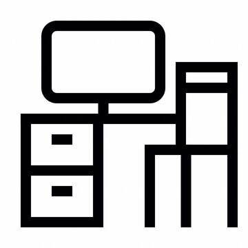 Working Room Outline style, animation icon for social media, presentations, videos, websites, etc. No background, Alpha channel.