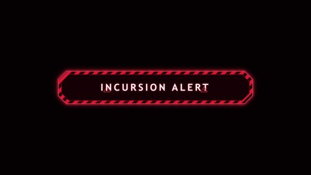 Futuristic red neon HUD alert interface box with sci-fi warning text design element on black background