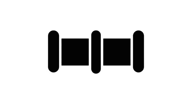 Vector illustration of black silhouette icon of a pipe segment on a transparent background