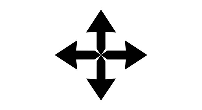 Vector illustration of four directional arrows icon on a transparent background