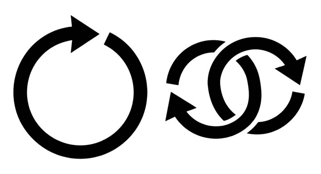 Vector illustration of circular arrow icons, refresh and sync symbols on a transparent background