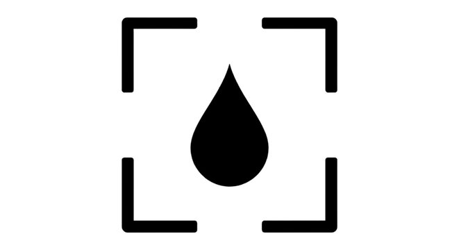 Vector illustration of water drop icon inside a square frame on a transparent background