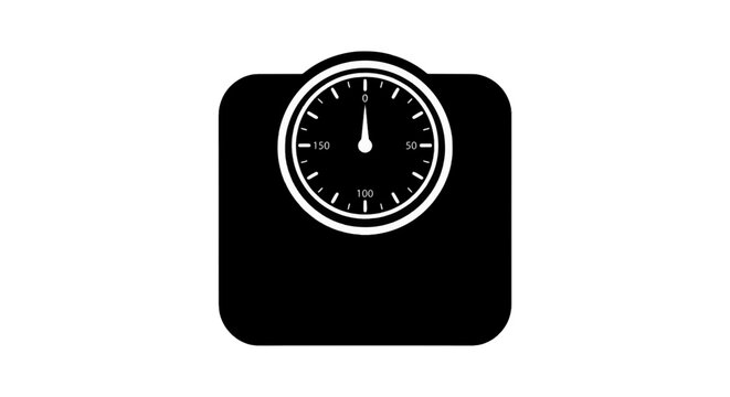 Vector illustration of black silhouette icon of a bathroom weighing scale on a transparent background