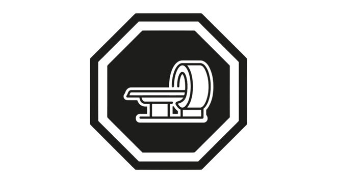 Vector illustration of black and white icon of an mri scanner machine on a transparent background