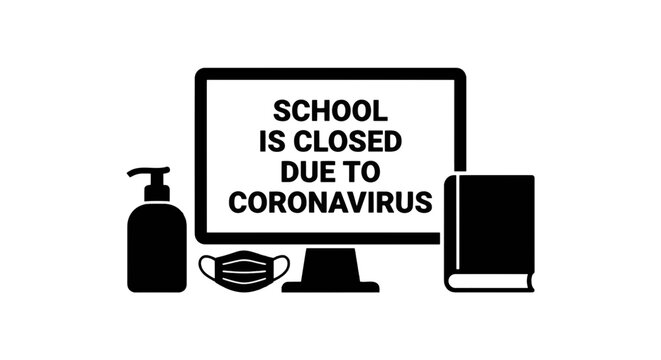 Vector illustration of school closed due to coronavirus concept icon on a transparent background