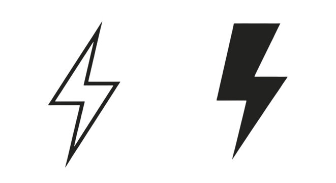 Vector illustration of set of two lightning bolt icons on a transparent background