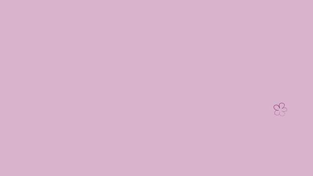 An abstract 30‑second animation of blinking flower outlines with five petals appearing and fading against a soft lilac background.