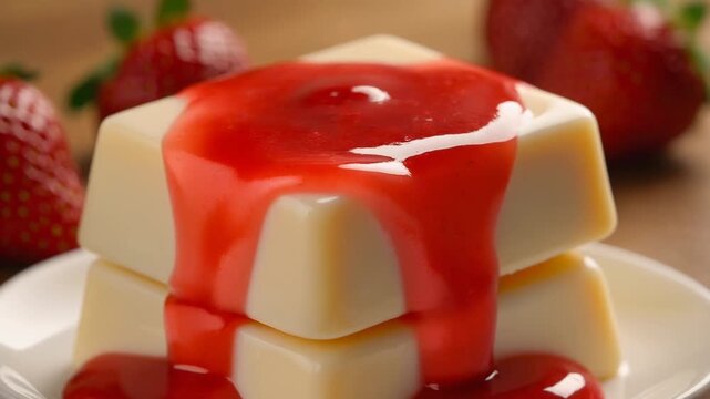 Strawberry Sauce Panna Cotta Background