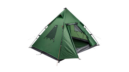 Green canvas tourist camping dome tent equipment isolated on transparent background © Hanna