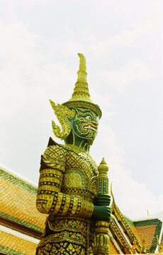wat phra kaew bangkok thailand. Film photo.