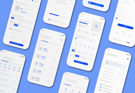 Minimalist Mobile App UI Kit Wireframe Layout Template