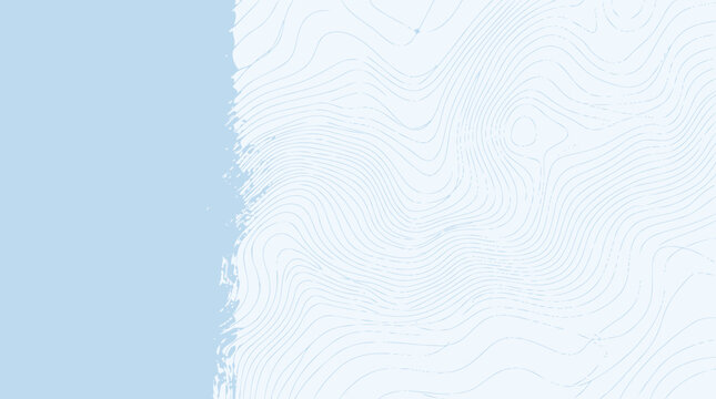 Abstract light blue topographic contour line pattern background with torn brush stroke border for banner graphic design