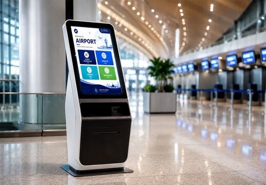 Screen Mockup in Modern Airport Terminal