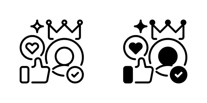 Influencer Marketing Line Icon, Outline Symbol for Creator Partnership, Sponsored Endorsement, Social Reach, Audience Promotion, and Trend Activation. Vector Sign Icon.