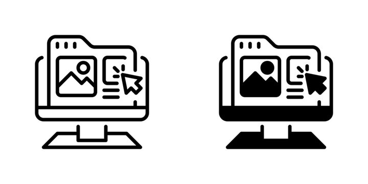 Online Ad Line Icon, Outline Symbol for Digital Campaign, Web Advertising, Display Promotion, Traffic Generation, and Click Conversion. Vector Sign Icon.