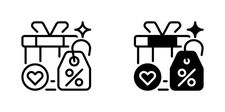 Promotional Gift Line Icon, Outline Symbol for Merchandise Giveaway, Brand Swag, Client Appreciation, Marketing Freebie, and Courtesy Reward. Vector Sign Icon.