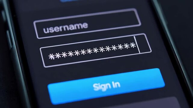 Mobile Device Login Screen with Username and Password Fields