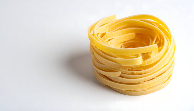 Egg noodles nest piled loosely showing irregular hand cut shapes creating rustic honest mood generative AI